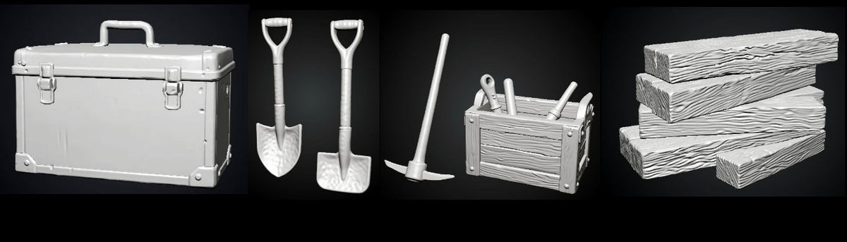 1940s Section Gang Track Maintenance — 1:64 Miniature Figures, STL Digital Files
