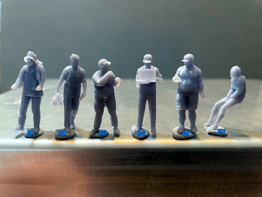 1:64 Miniature Human Figures - Resin / unpainted - great for Dioramas / Hot Wheels - Made in the USA GROUP 194 - Miniature Figures