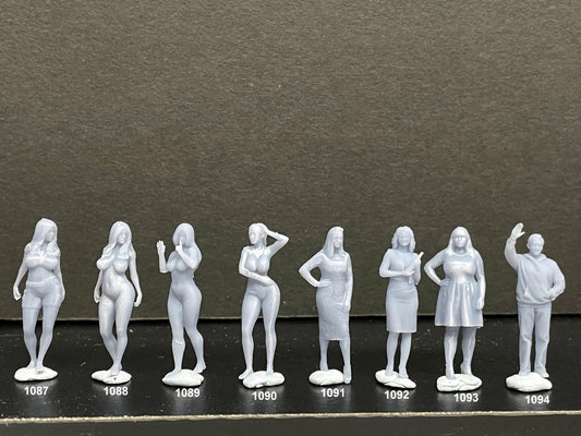 1:64 Miniature Human Figures - Resin / unpainted - great for Dioramas / Hot Wheels - Made in the USA GROUP 234 - Miniature Figures