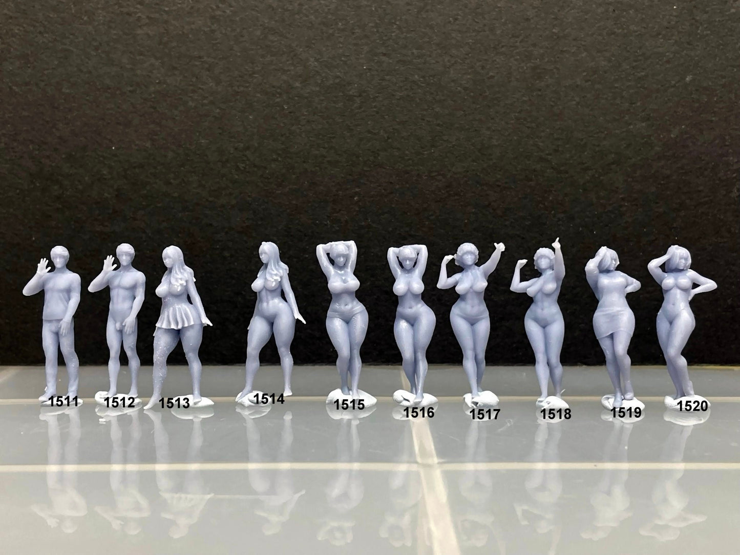 1:64 Miniature Human Figures - Resin / unpainted - great for Dioramas / Hot Wheels - Made in the USA GROUP 287 - Miniature Figures
