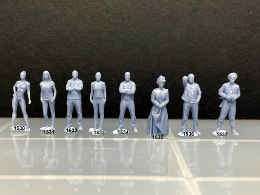 1:64 Miniature Human Figures - Resin / unpainted - great for Dioramas / Hot Wheels - Made in the USA GROUP 291 - Miniature Figures