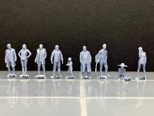 1:64 Miniature Human Figures - Resin / unpainted - great for Dioramas / Hot Wheels - Made in the USA GROUP 292 - Miniature Figures