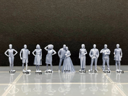 1:64 Miniature Human Figures - Resin / unpainted - great for Dioramas / Hot Wheels - Made in the USA GROUP 311 - Miniature 1.10"