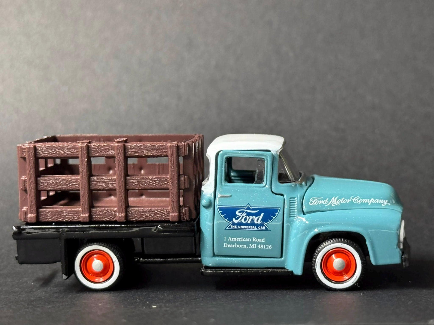1-64 Scale / S-Scale 1956 Ford F-100 Stakebed Truck - Great For Dioramas & Diecast Photography (M2)