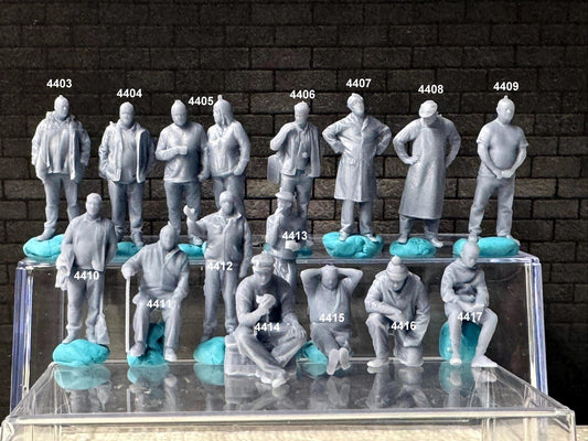 1:64 Miniature Human Figures - Resin / unpainted - great for Dioramas Hot Wheels - Made in the USA LOT 638 - Miniature 1.10