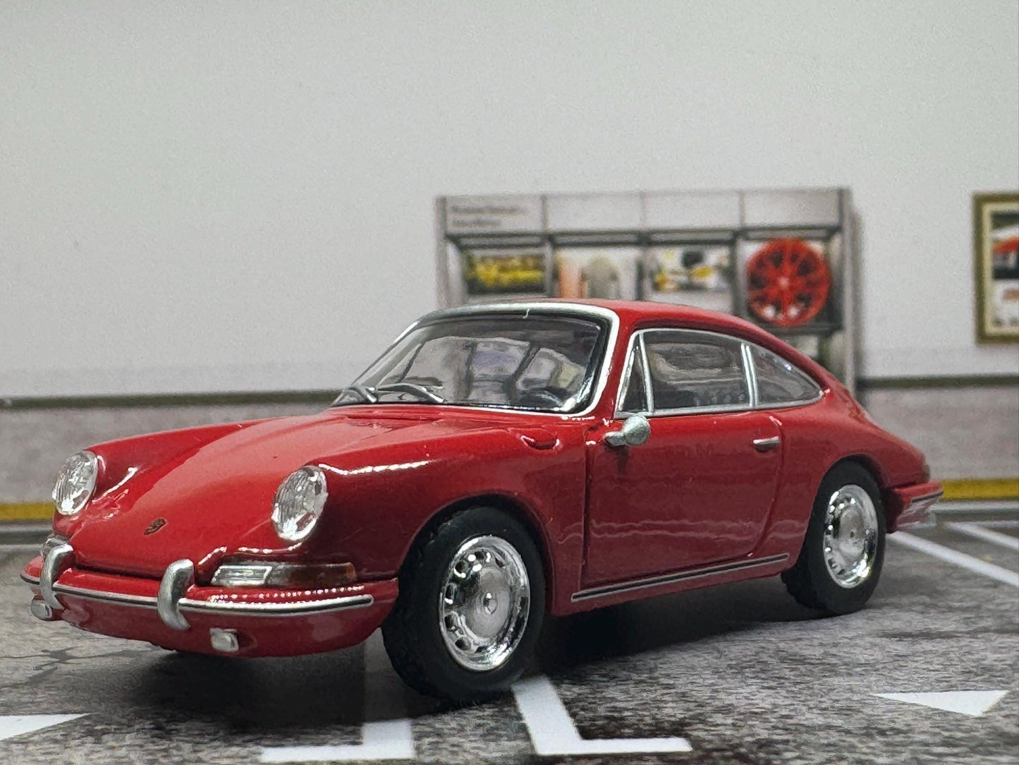 1-64 Scale / S-Scale 1963 Porsche 901 in Signal Red - Great For Dioramas & Diecast Photography (MiniGT)