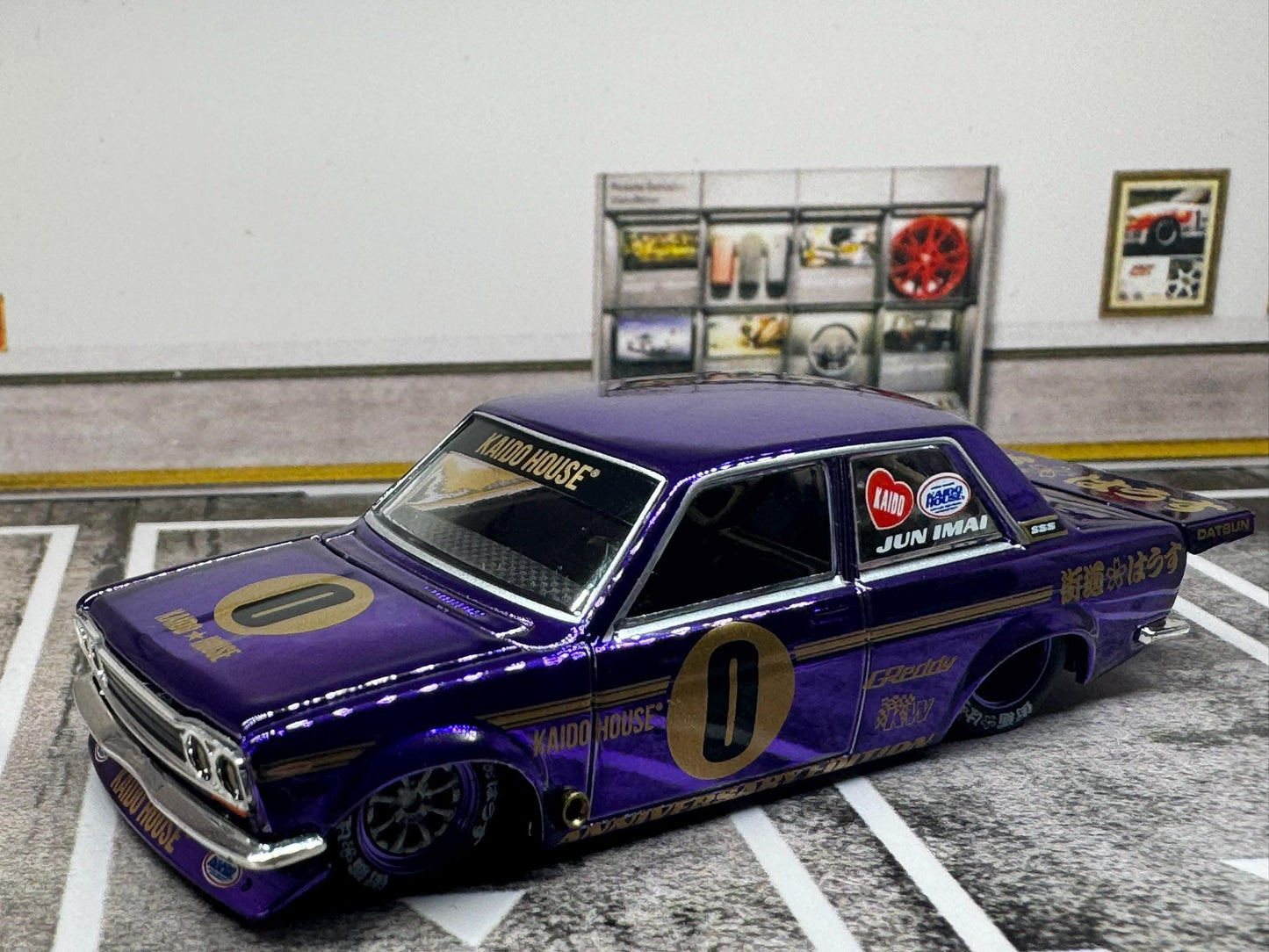 1-64 Scale / S-Scale Datsun 510 Pro Street Anniversary Edition in Purple Metallic Candy