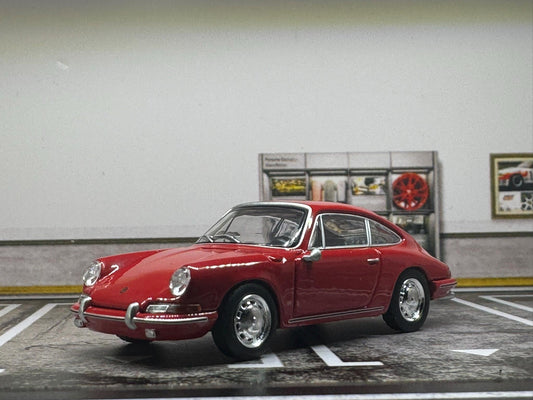 1-64 Scale / S-Scale 1963 Porsche 901 in Signal Red - Great For Dioramas & Diecast Photography (MiniGT)