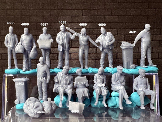 Double G 1:64 Miniature Human Figures - 3D Printed - Unpainted - great for Dioramas - Made in the USA LOT 650 Miniature 1.10
