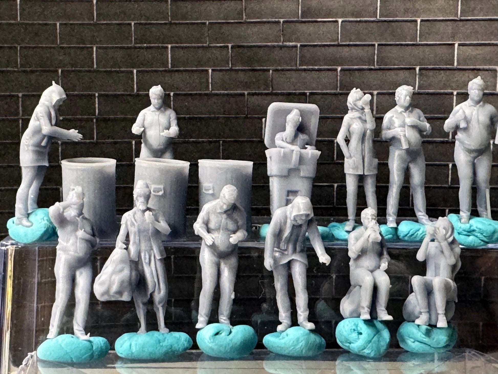 Double G 1:64 Miniature Human Figures - 3D Printed - Unpainted - great for Dioramas - Made in the USA LOT 654 Miniature 1.10 Homeless People