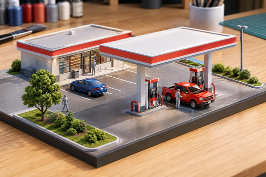 How to Build a Miniature Gas Station Scene