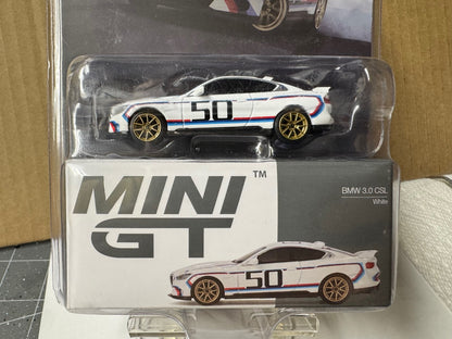 Mini GT BMW 3.0 CSL White  1/64 MGT00883-BL
