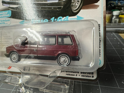 1:64 AutoWorld 1985 Dodge Caravan -Crimson Red w/Black Lower Sides #AWSP167B