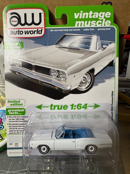 1:64 AutoWorld Premium 2026 R1B - 1968 Dodge Coronet 500 Convertible #AW64532