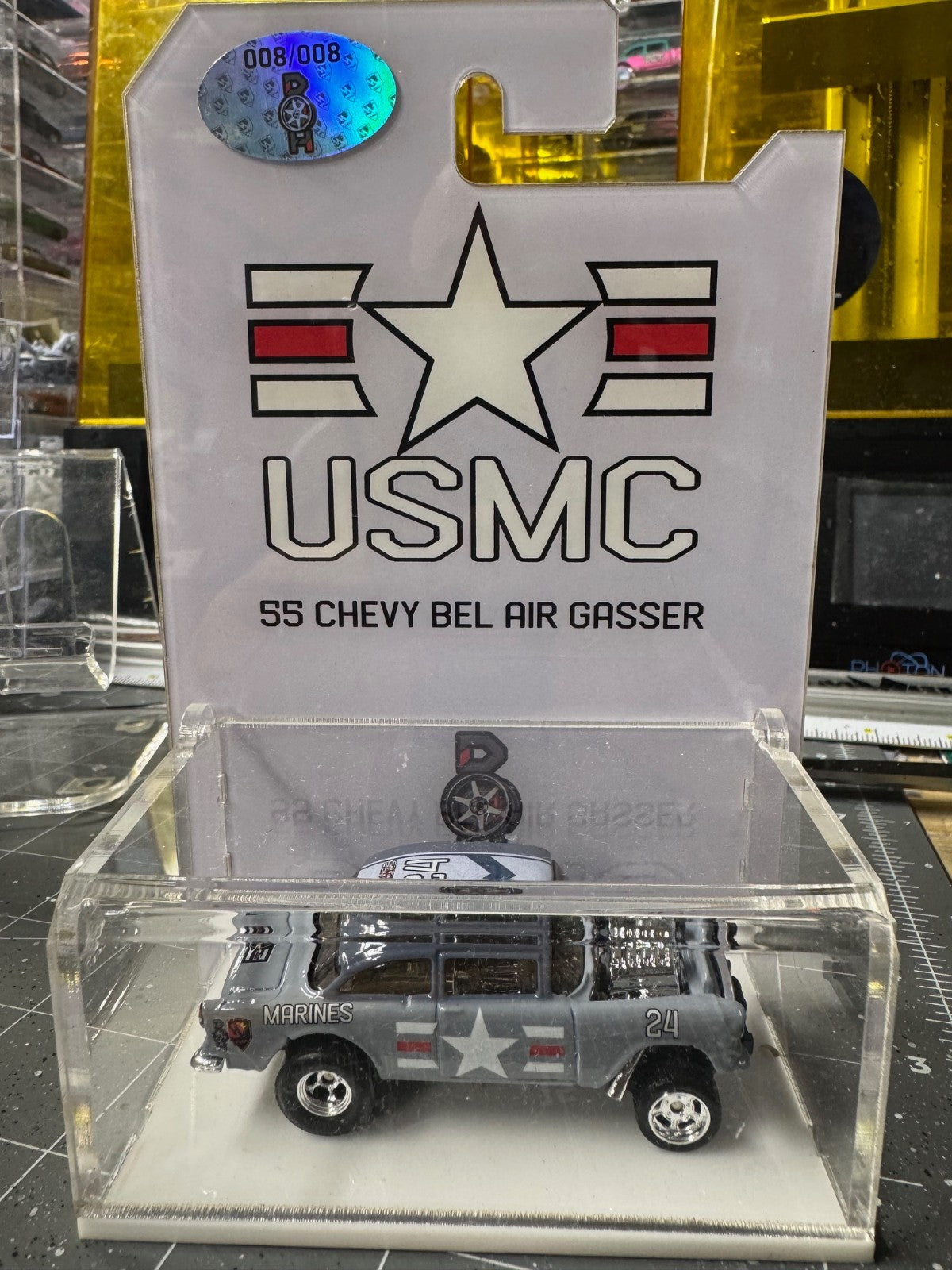 1:64 55 Chevy Bel Air Gasser- Acrylic Case  8 of 8 - USMC