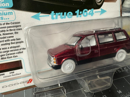 1:64 AutoWorld 1985 Dodge Caravan -Crimson Red Ultra Red Chase