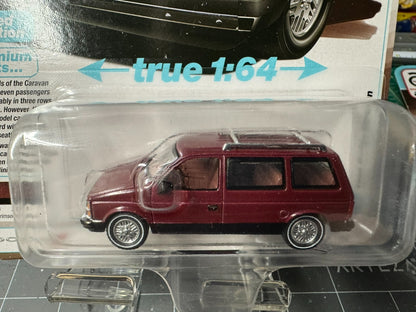 1:64 AutoWorld 1985 Dodge Caravan -Crimson Red w/Black Lower Sides #AWSP167B