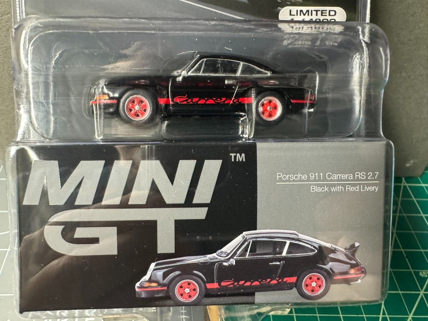 1:64 MiniGT Porsche 911 Carrera RS 2.7 Black with Red MGT00688-MJC TSM Model