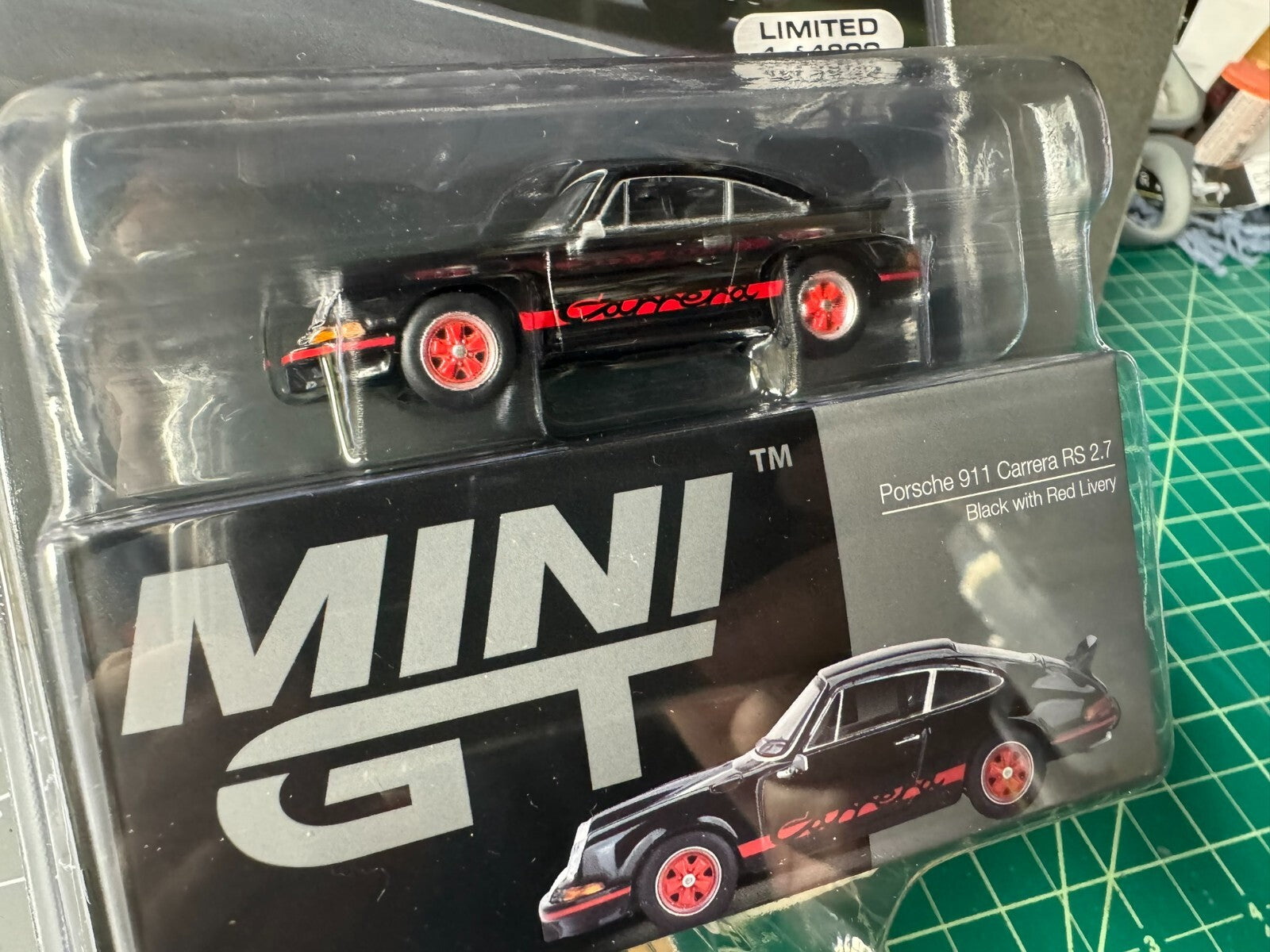 1:64 MiniGT Porsche 911 Carrera RS 2.7 Black with Red MGT00688-MJC TSM Model