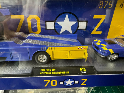 M2 Machines Auto-Haulers R75 - 1970 Ford C-950 + 70 Ford Mustang Boss  #3600-75