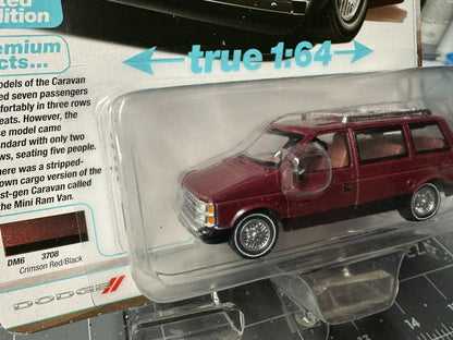 1:64 AutoWorld 1985 Dodge Caravan -Crimson Red w/Black Lower Sides #AWSP167B