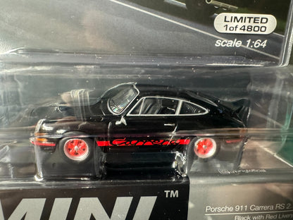 1:64 MiniGT Porsche 911 Carrera RS 2.7 Black with Red MGT00688-MJC TSM Model
