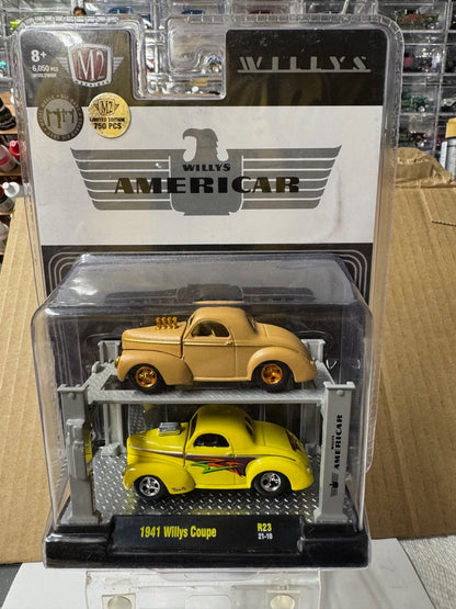 M2 Machines Auto-Lift 2 Pack Willys Americar  Willys Coupes R23 GOLD CHASE 1/750