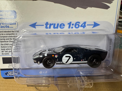 1:64 AutoWorld Premium 2025 R3B - 1995 Ford GT40 Custom Blue Black #AW64522