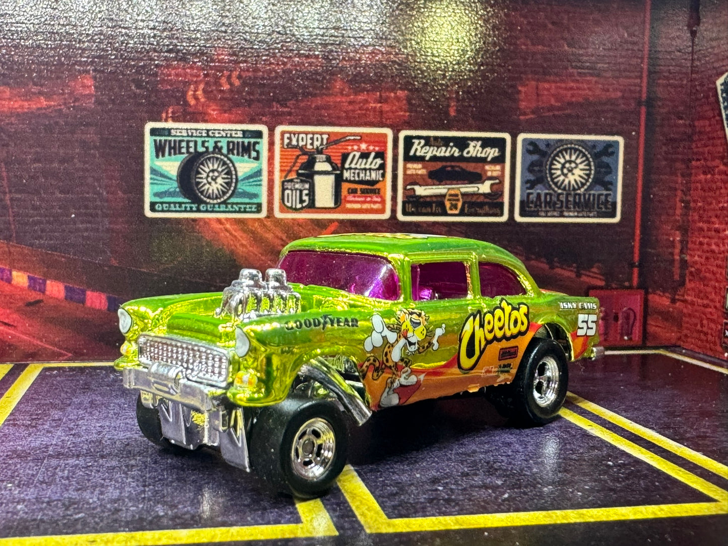 1-64 Scale / S-Scale 1955 Chevy Bel Air Gasser in Metallic Lime