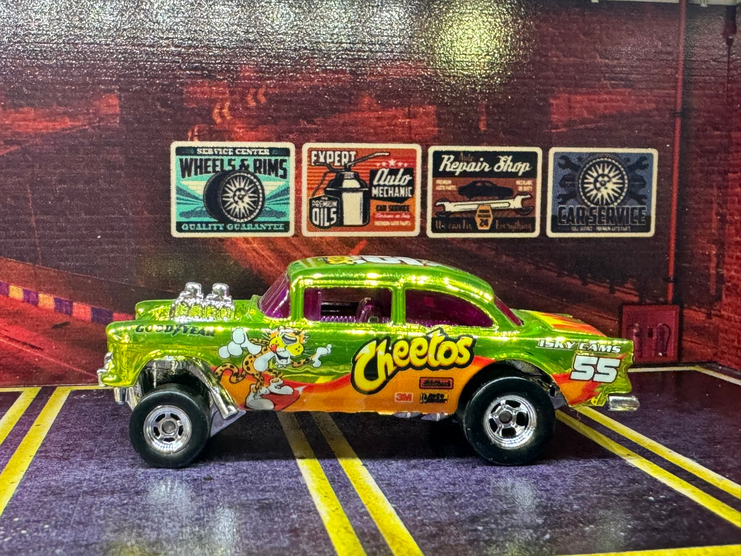 1-64 Scale / S-Scale 1955 Chevy Bel Air Gasser in Metallic Lime