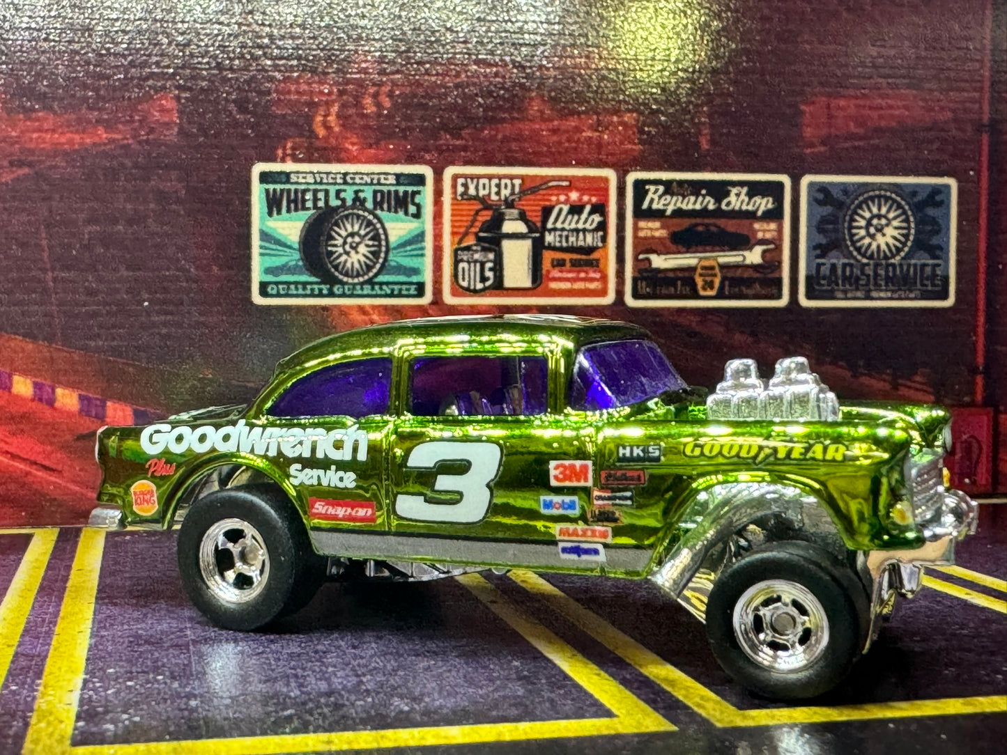 1-64 Scale / S-Scale 1955 Chevy Bel Air Gasser in Metallic Green