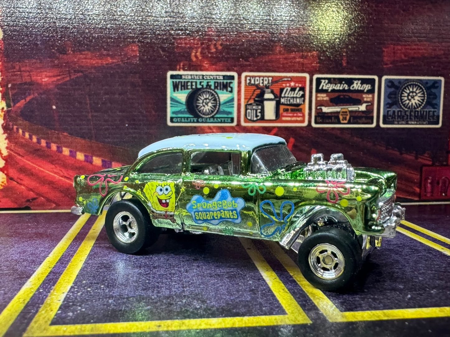 1-64 Scale / S-Scale 1955 Chevy Bel Air Gasser in Metallic Green