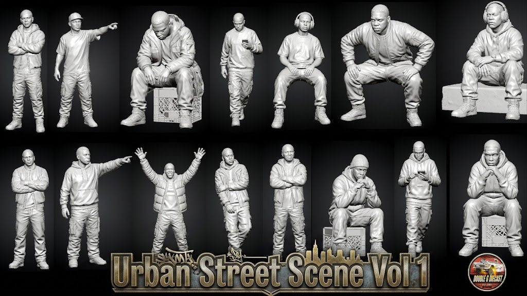Urban Street Scene Vol 1 — 1:64 Miniature Figures, STL Digital Files