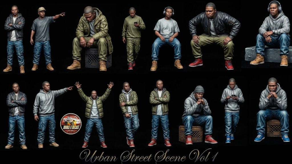 Urban Street Scene Vol 1 — 1:64 Miniature Figures, STL Digital Files