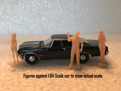 1:64 Scale Miniature People - Resin / unpainted - great for Dioramas / Hot Wheels - Made in the USA