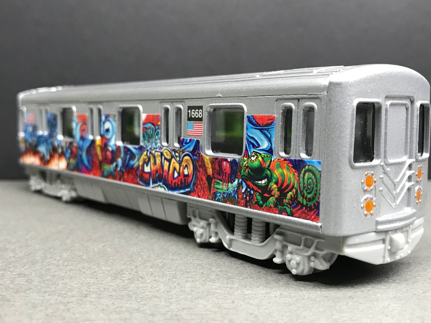 Graffiti Riddled Subway Train Car - CHICO NYC Tags, under 7" Long. Great for Display or Diorama