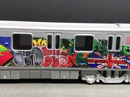 Graffiti Riddled Subway Train Car - Union Jack - Latino Tags, under 7" Long. Great for Display or Diorama