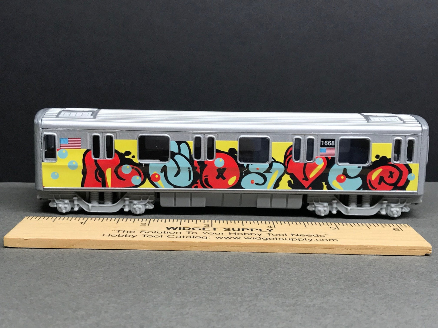 Graffiti Riddled Subway Train Car - Standard Graffiti, under 7" Long. Great for Display or Diorama