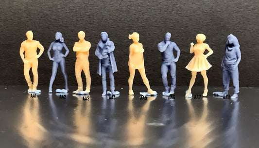 1:64 Scale Miniature People - Resin / unpainted - great for Dioramas / Hot Wheels - Made in the USA GROUP 12