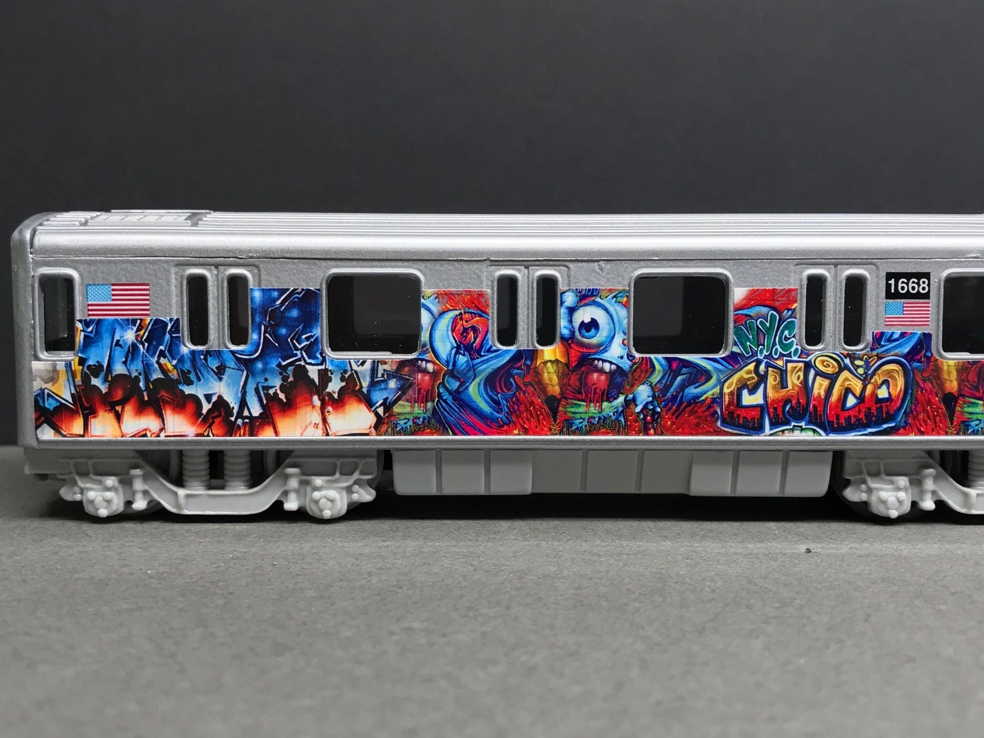 Graffiti Riddled Subway Train Car - CHICO NYC Tags, under 7" Long. Great for Display or Diorama