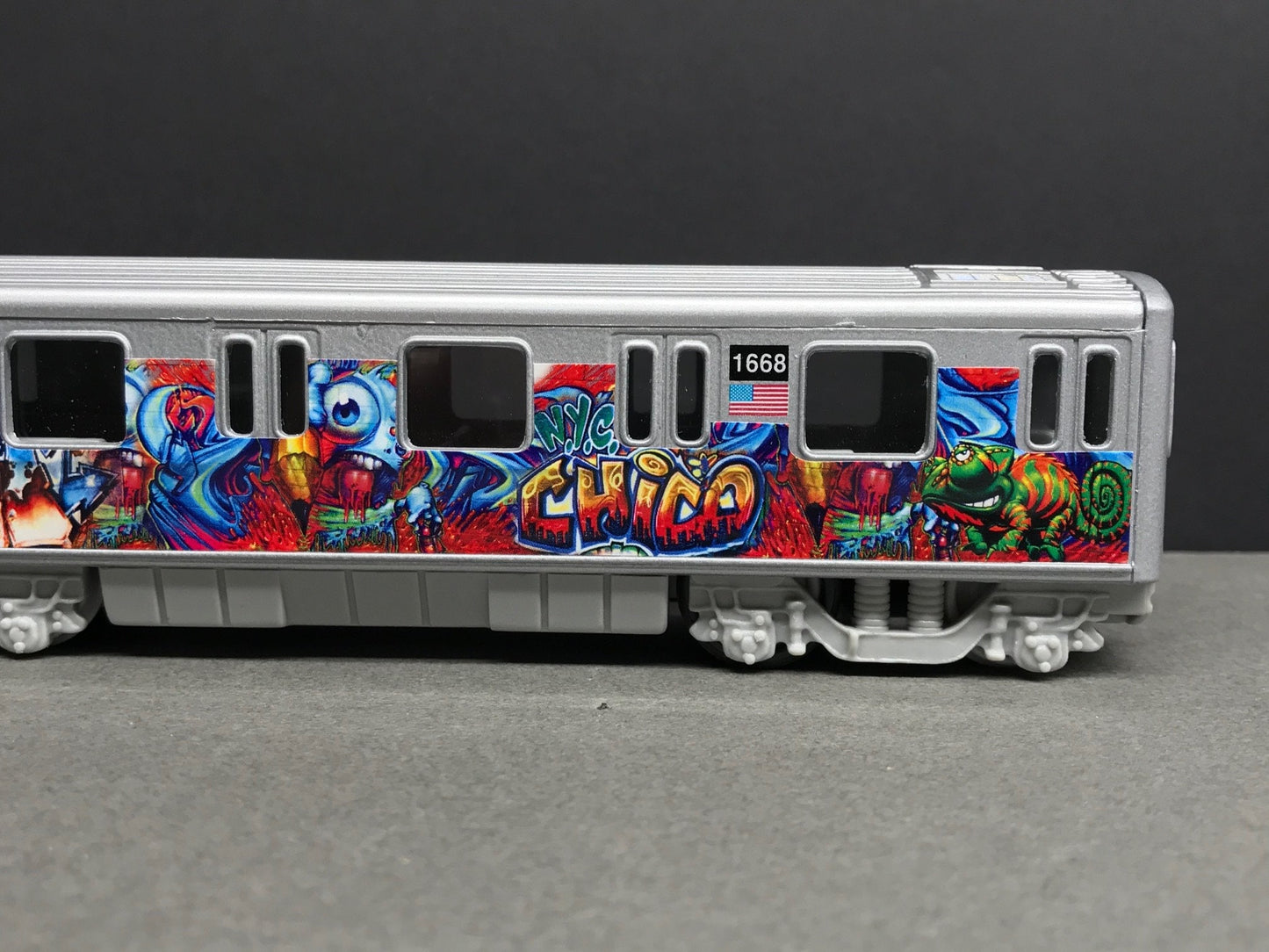 Graffiti Riddled Subway Train Car - CHICO NYC Tags, under 7" Long. Great for Display or Diorama