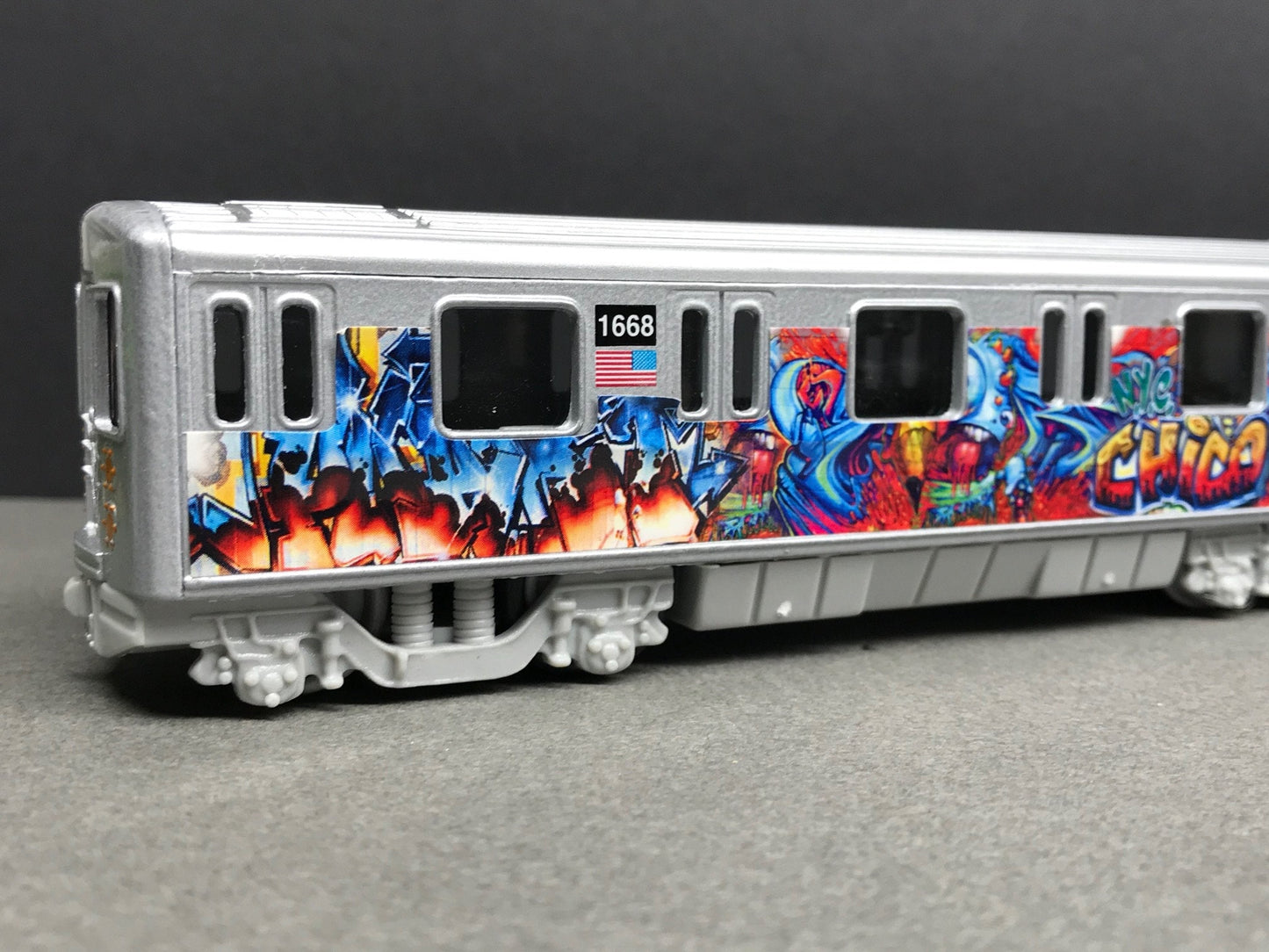 Graffiti Riddled Subway Train Car - CHICO NYC Tags, under 7" Long. Great for Display or Diorama
