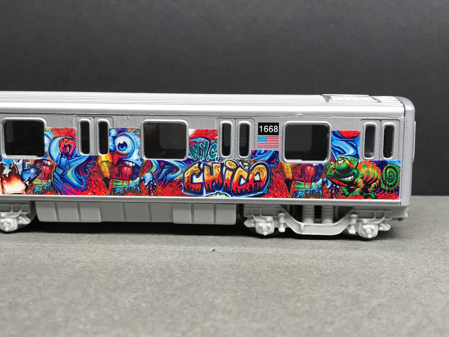 Graffiti Riddled Subway Train Car - CHICO NYC Tags, under 7" Long. Great for Display or Diorama
