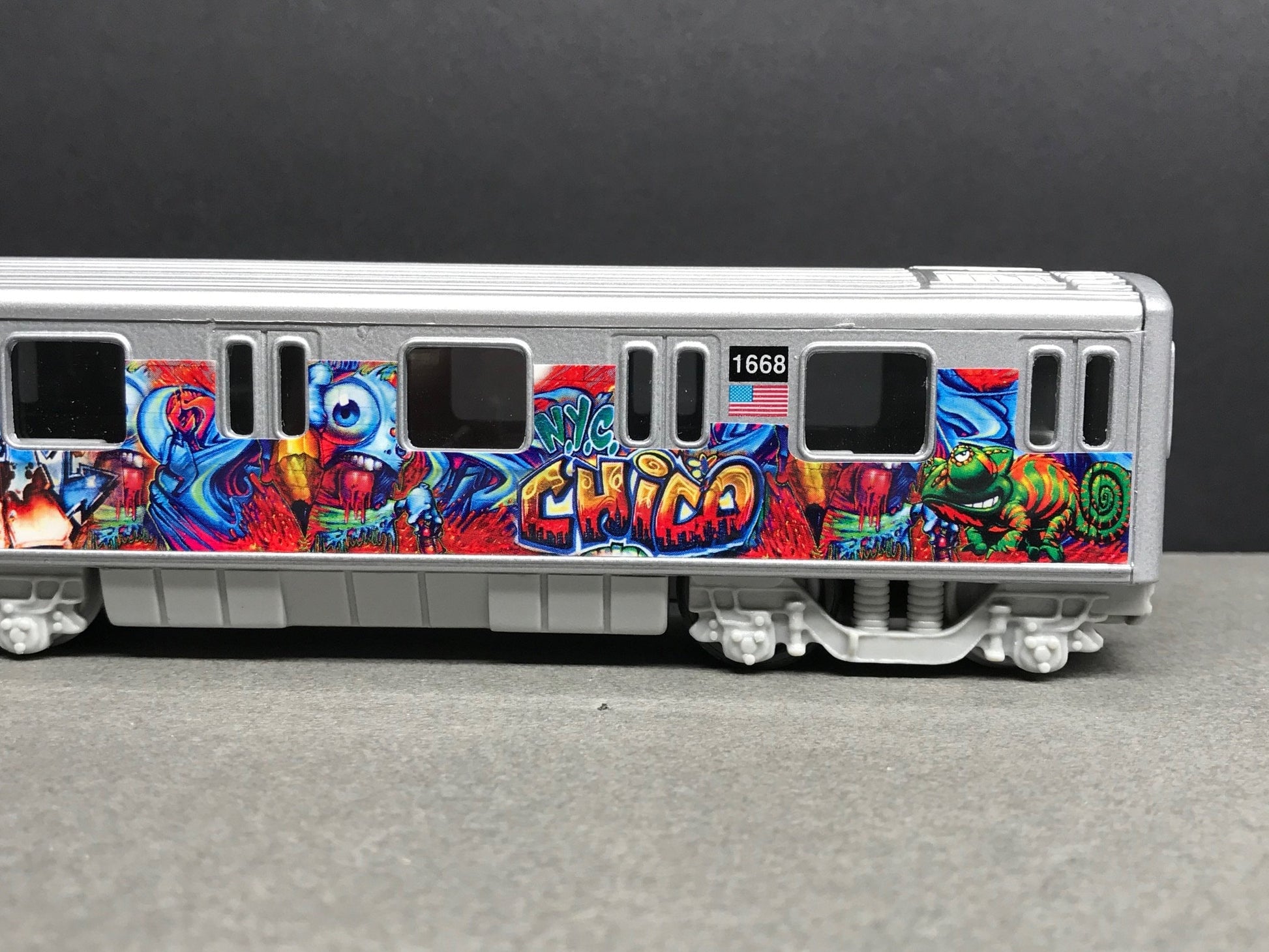 Graffiti Riddled Subway Train Car - CHICO NYC Tags, under 7" Long. Great for Display or Diorama