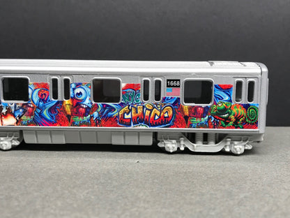 Graffiti Riddled Subway Train Car - CHICO NYC Tags, under 7" Long. Great for Display or Diorama
