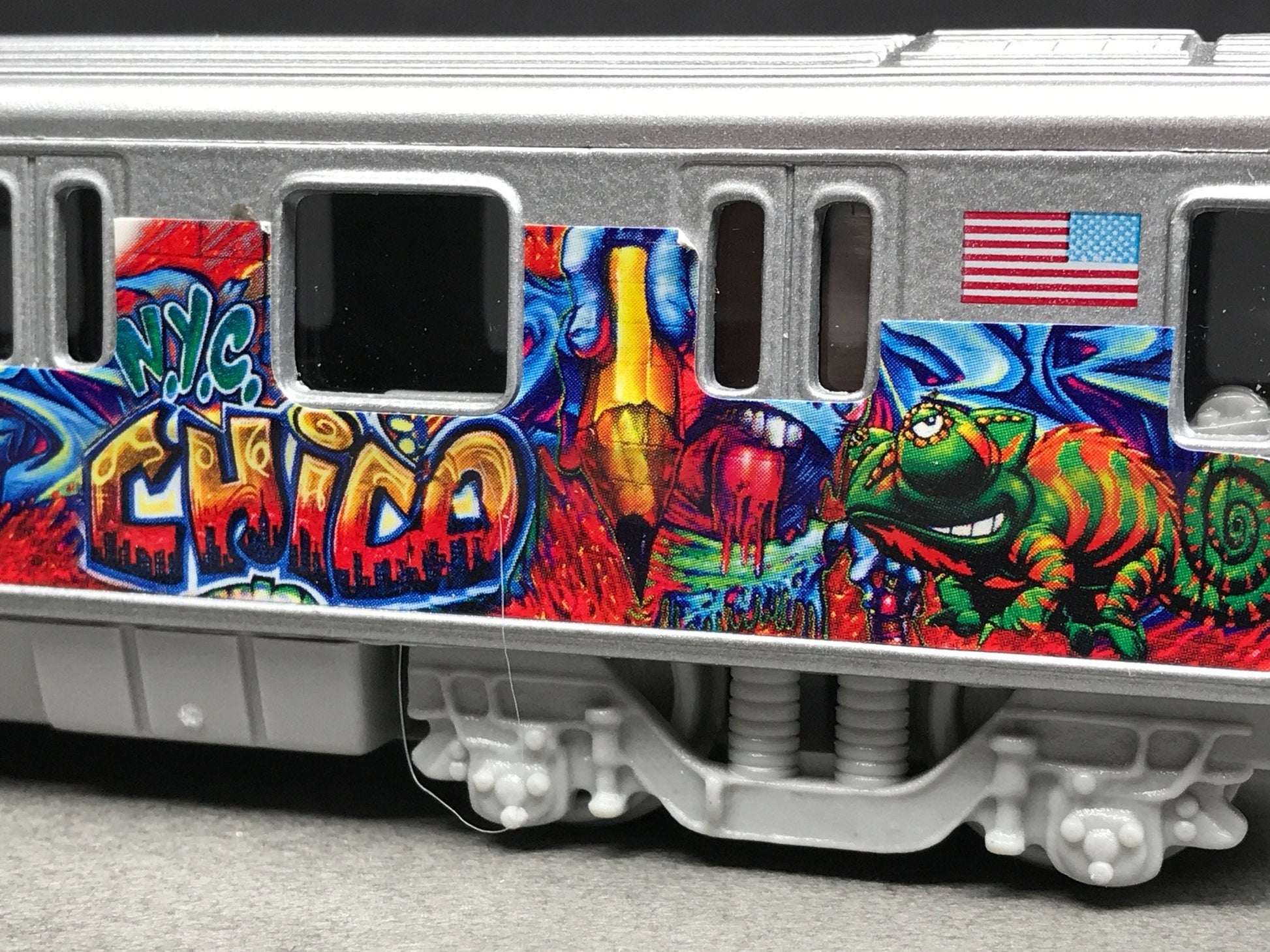 Graffiti Riddled Subway Train Car - CHICO NYC Tags, under 7" Long. Great for Display or Diorama