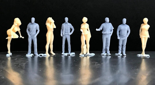 1:64 Scale Miniature People - Resin / unpainted - great for Dioramas / Hot Wheels - Made in the USA GROUP 17