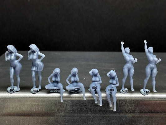1:64 Scale Miniature People - Resin / unpainted - great for Dioramas / Hot Wheels - Made in the USA GROUP 121 - Miniature Figures