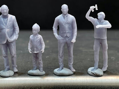 1:64 Miniature Human Figures - Resin / unpainted - great for Dioramas / Hot Wheels - Made in the USA GROUP 160 - Miniature Figures