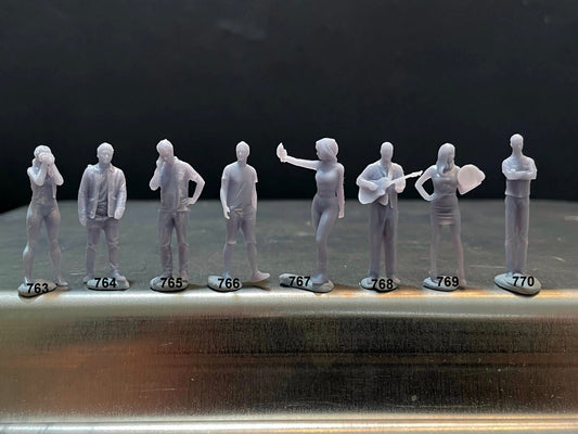 1:64 Miniature Human Figures - Resin / unpainted - great for Dioramas / Hot Wheels - Made in the USA GROUP 166 - Miniature Figures